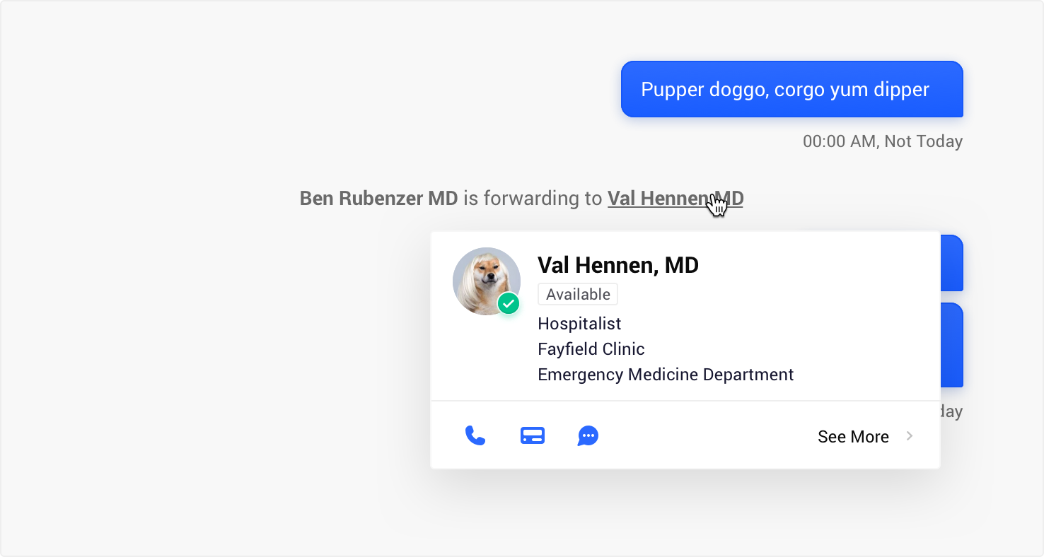 a screenshot showing a cursor hovering over a users name and it displaying their info