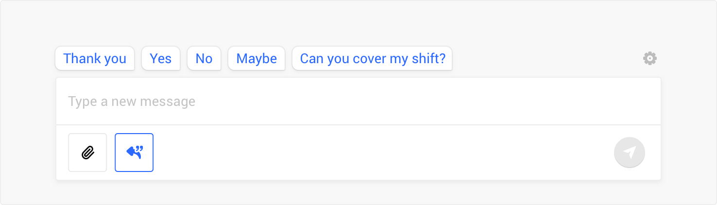 a screenshot showing the messaging UI for quick responses